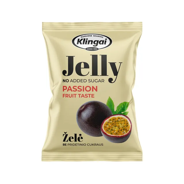 Pasiflorų skonio želė be pridėtinio cukraus KLINGAI, 95 g