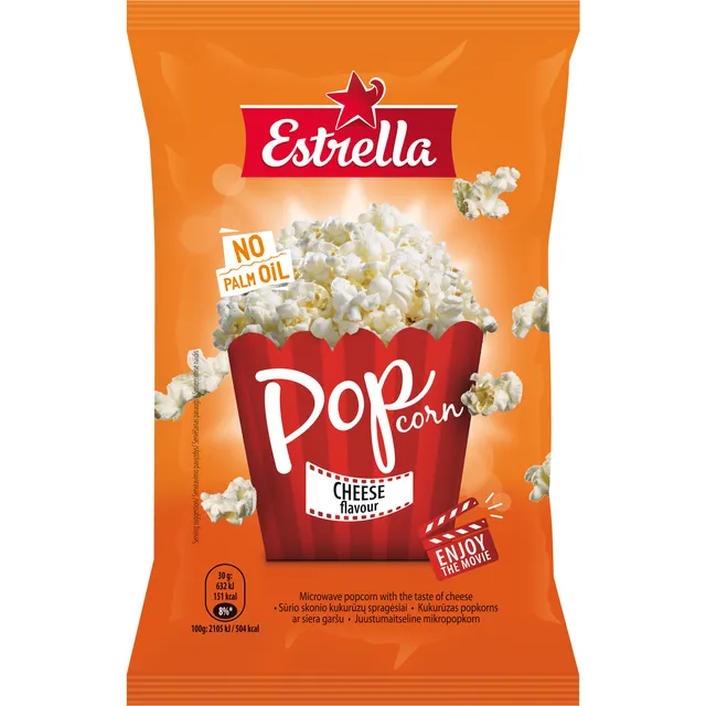 Cheese flavored corn puffs ESTRELLA, 90 g