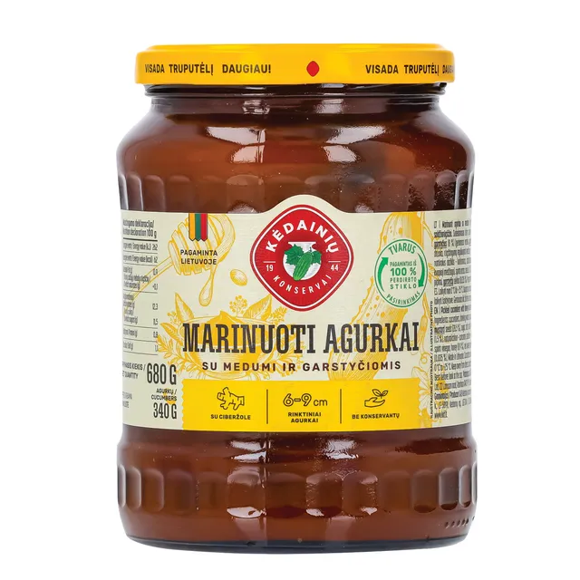 Маринованные огурцы с медом и горчицей KĖDAINIŲ, 340 г