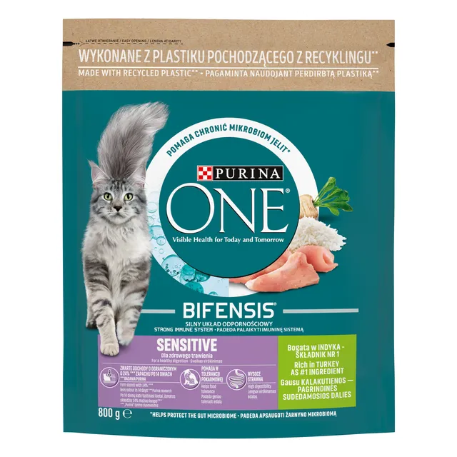 Dry cat food with turkey PURINA ONE SENSITIVE, 750 g