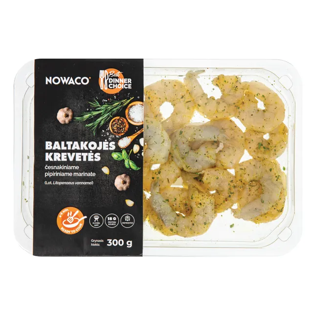 Pale shrimp in garlic pepper marinade, thawed 300g.