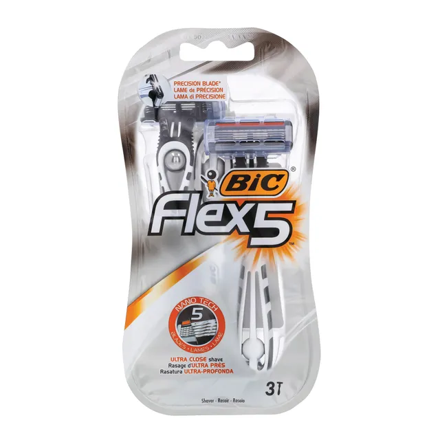 Vyriški vienkartiniai skustuvai BIC Flex 5, 3 vnt.