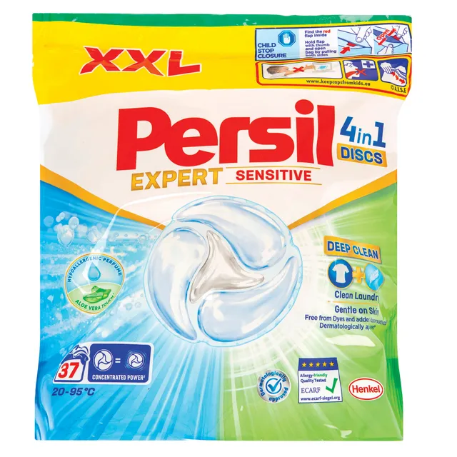 Skalbimo kapsulės PERSIL DISCS SENSITIVE, 37 skalbimų