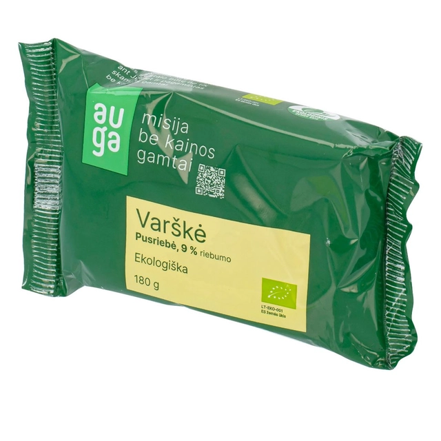 Ekologiška varškė AUGA 9% rieb., 180 g