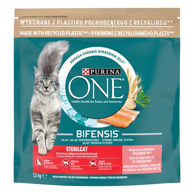 Sausas kačių ėdalas su lašiša PURINA ONE STERILCAT, 1,4 kg