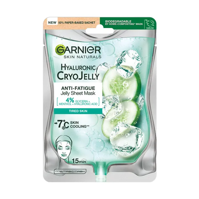 Vėsinanti regeneruojanti lakštinė veido kaukė GARNIER CRYO JELLY, 27 g