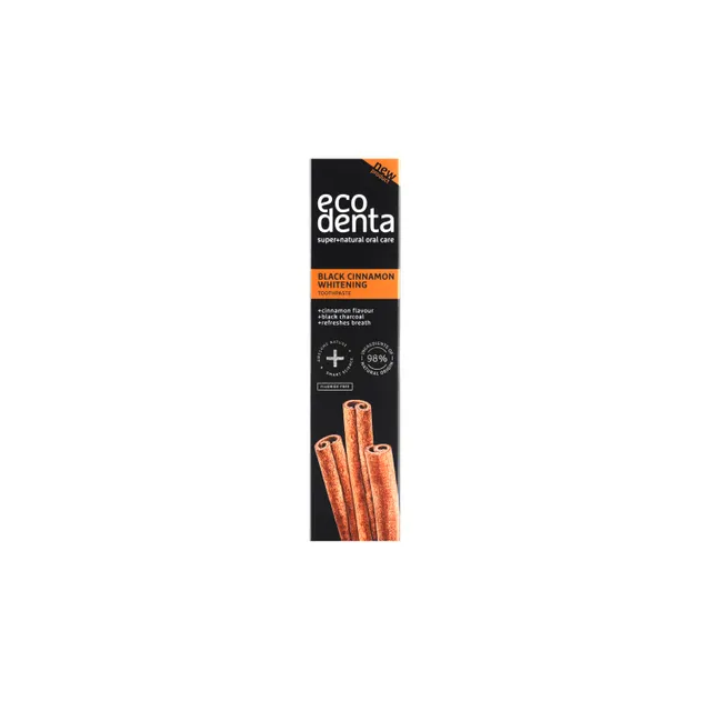Cinamono skonio juoda balinamoji dantų pasta ECODENTA, 100 ml