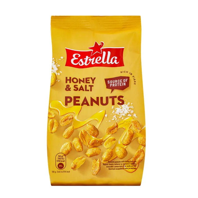 Kepinti žemės riešutai su medumi ir druska ESTRELLA, 240 g