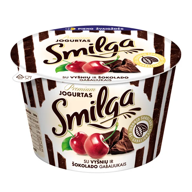 Yogurt with cherry and chocolate pieces SMILGA PREMIUM, 4.5% fat, 200 g