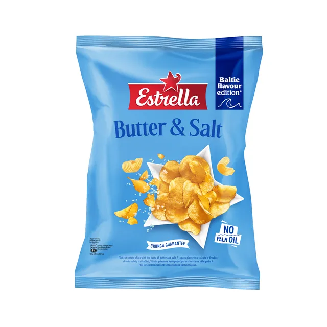 Smooth cut butter and salt flavored potato chips ESTRELLA, 170 g