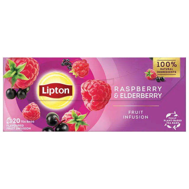 Фруктовый чай со вкусом малины и бузины LIPTON, 20 шт.