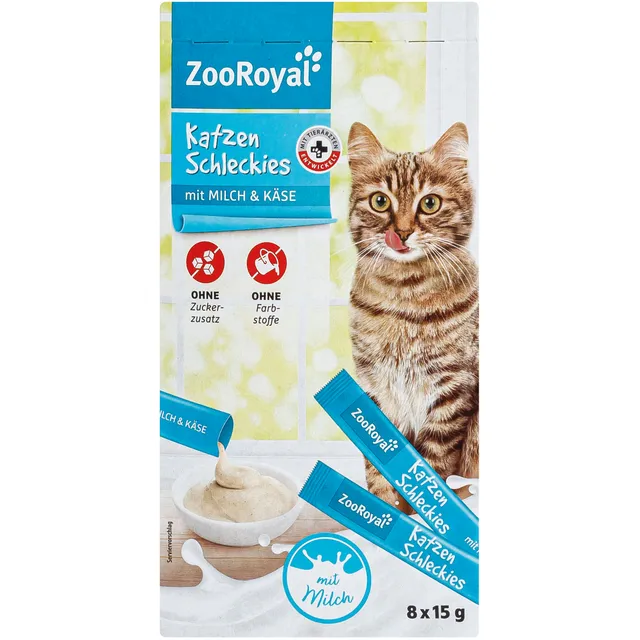 Šlapi sūrio ir pieno skanėstai katėms ZOOROYAL, 8x15 g