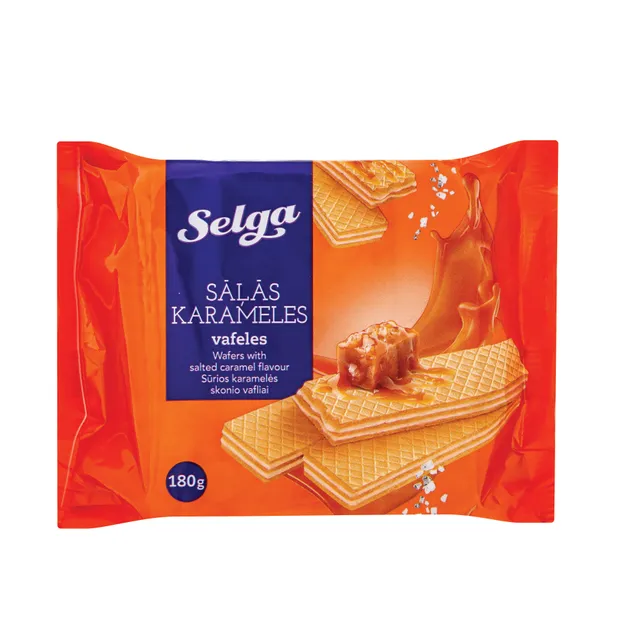 Вафли со вкусом соленой карамели SELGA, 180 г