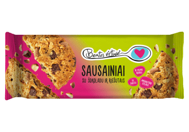Sausainiai BEATOS VIRTUVĖ, su šokoladu ir lazdynų riešutais, 150 g