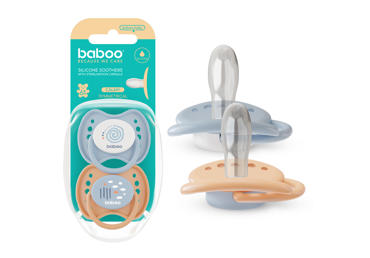 Silikoninis čiulptukas BABOO CALMY BLUE HAZE (6+ mėn.), 2 vnt.