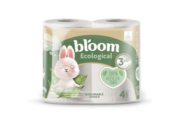 Toilet paper BLOOM ECOLOGICAL, 4 rolls, 3-ply, 135 sheets, 4 pcs.