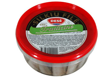 TRADICINĖ silkių filė su marin.svogūnais ir krapais (aliej.), 480 g