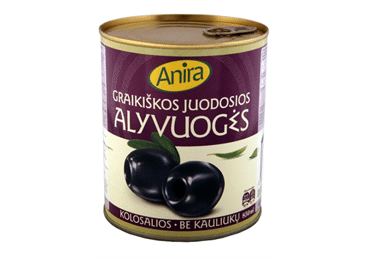 Graikiškos juodosios alyvuogės ANIRA be kauliukų, 820 g