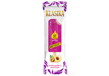Мороженое KLASIKA, персиковый вкус с глазурью из маракуйи, 69 г