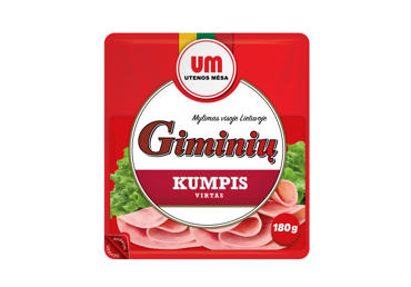 Вареный нарезанный свиной окорок GIMINIŲ, I р., 180 г