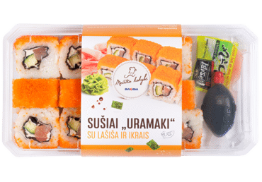 Суши URAMAKI с соленым лососем и икрой, 280 г