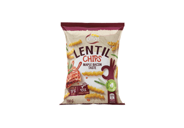 Red lentil chips OHO!, bacon and maple syrup flavor, 100 g
