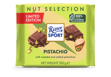 Milk chocolate RITTER SPORT with roasted pistachios, 100 g