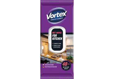 Drėgnosios servetėlės VORTEX virtuvei valyti, 48 vnt.