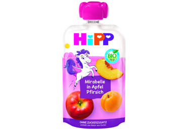 Ekologiška obuolių, slyvų ir persikų tyrelė HIPP nuo 12 mėn., 100 g