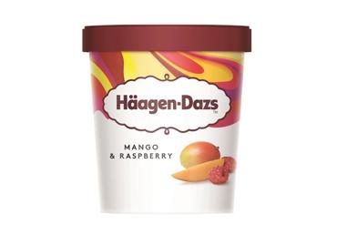 Valgomieji ledai HAAGEN DAZS su mangais ir avietėmis, 400 g