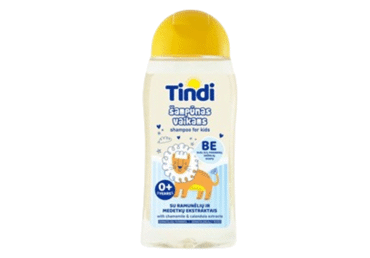 Vaikiškas šampūnas TINDI su ramunėlių ekstraktu, nuo gimimo, 210 ml