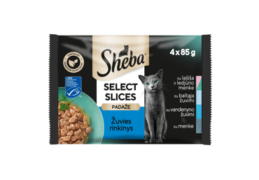 Kačių ėdalas SHEBA su žuvimi padaže, 340 g