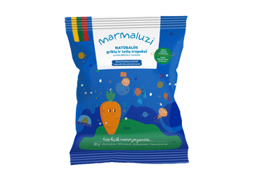 TRAPUKAI Grikių, lęšių su chia sėklomis ir morkomis - 36 mėn.  30g MARMALUZI