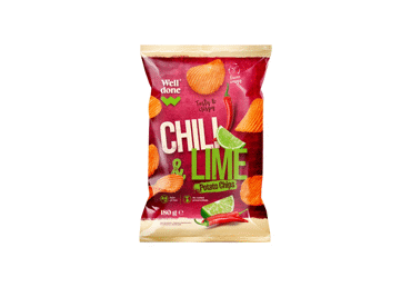 Aitriųjų paprikų ir žaliosios citrinos skonio bulvių traškučiai WELL DONE, 180 g