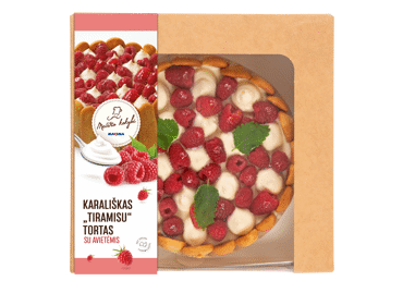 KARALIŠKAS TIRAMISU tortas su avietėmis, 1 kg