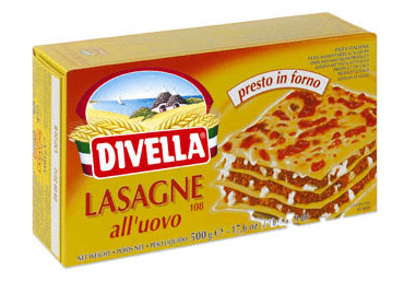 Lazanijos lakštai DIVELLA LASAGNE Nr. 108 su kiaušiniais, 500 g