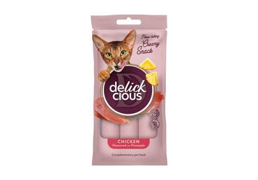 Кремовые лакомства для взрослых кошек вкус курицы с ананасами DELICKCIOUS, 60 g