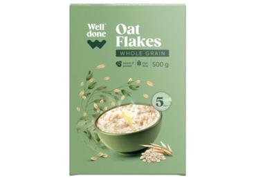 Visų grūdo dalių avižiniai dribsniai WELL DONE, 500 g