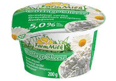 Varškė FARM MILK grūdeliais, 5 % rieb., 200 g