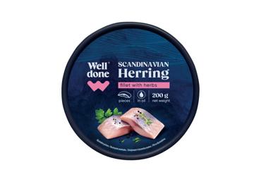 Scandinavian herring fillet pieces with herbs WELL DONE, 200 g