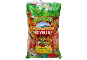Паста DIVELLA FUSILLI № 40 (цветные спиральки), 500 г