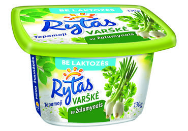 Tepamoji varškė be laktozės RYTAS 15% rieb. su žalumynais, 130g