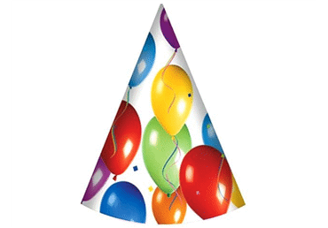 Gimtadienio kepuraitės BALLOONS FIESTA, 6 vnt., 6 vnt.