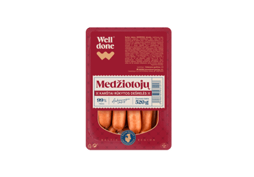 Hot smoked sausages WELL DONE, a. r., 520 g