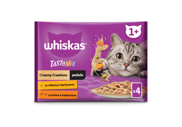 Konservuotas kačių ėdalas WHISKAS TASTY MIX CREAMY, 4 x 85 g, 340 g