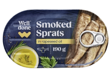 Rūkyti šprotai rapsų aliejuje WELL DONE, 190 g
