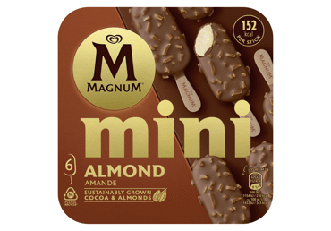 Ванильное съедобное мороженое MAGNUM ALMOND MINI с молочной шоколадной глазурью, 276 г