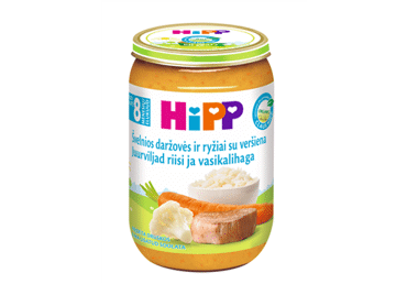 Ekologiška daržovių tyrelė HIPP su veršiena, nuo 8 mėn., 220 g
