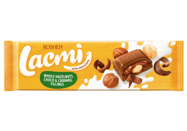 Молочный шоколад LACMI с лесными орехами и карамелью, 295 г