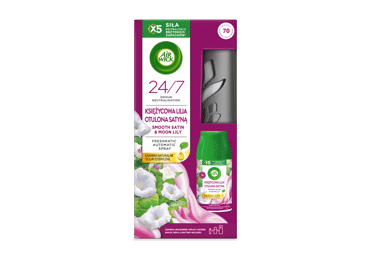 Automatinis oro gaiviklis „Air Wick“, su satino ir mėnesienos lelijų kvapo užpildu, 250 ml